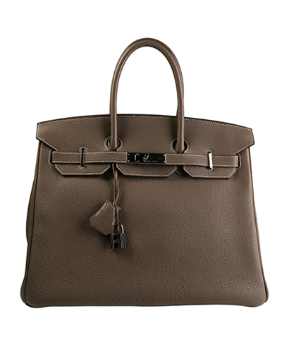 Birkin 35 Clemence in Etoupe, front view